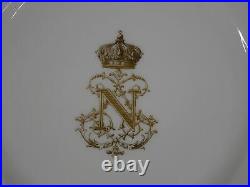 Sevres Napoleon III Service Des Bals Gold Monogram 9 Plate circa 1846 N Crown