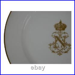 Sevres Napoleon III Service Des Bals Gold Monogram 9 Plate circa 1846 N Crown