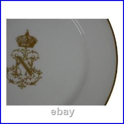 Sevres Napoleon III Service Des Bals Gold Monogram 9 Plate circa 1846 N Crown