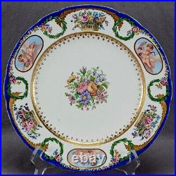 Sevres / Paris Hand Painted Floral Baskets Cherubs King George IV Service Plate