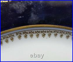 Sevres Style Gold Encrusted Dinner Plate Dark Blue 10 1/4
