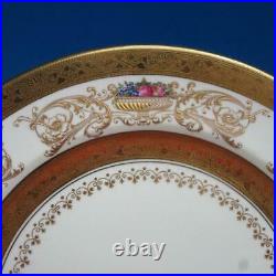 Shelley China Gold Encrusted Bands Scrolls Floral 12 Dinner Plates 10¼ 11295
