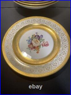 Shelley England Antique 1913 To 1926 6 Field Flowers Gilded Dinner Plates