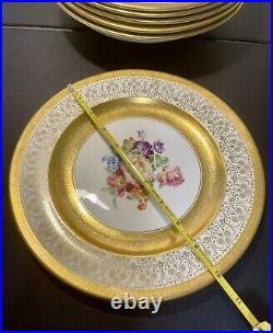 Shelley England Antique 1913 To 1926 6 Field Flowers Gilded Dinner Plates