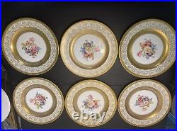 Shelley England Antique 1913 To 1926 6 Field Flowers Gilded Dinner Plates