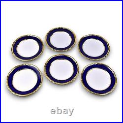 Six Copeland Spode Porcelain Dinner Plates in Blue Lapis and Gold 9 R7287