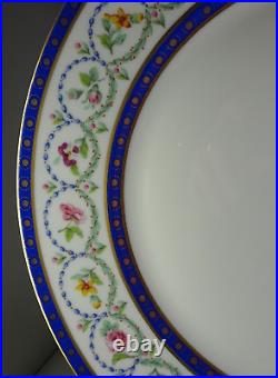 Six Haviland Malmaison Blue Dinner Plates Blue Bands Gold Excellent Condition