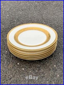 Six M. Redon Limoges France Double Banded Gold Encrusted Dinner Plates 9 3/4