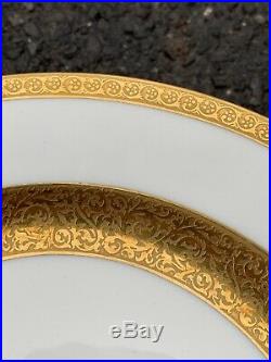 Six M. Redon Limoges France Double Banded Gold Encrusted Dinner Plates 9 3/4
