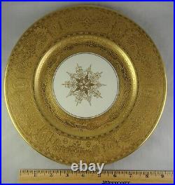 Six Syracuse China Heavy Gold Encrusted Star Center Dinner Cabinet Plates