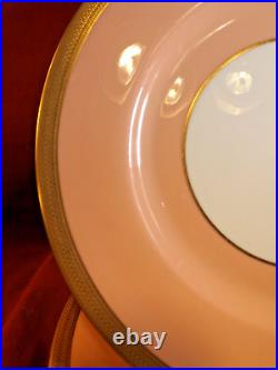 Spectacular Set (12) Lenox 10.5 SALMON PINK / GOLD Dinner Plates ca 1900