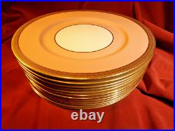 Spectacular Set (12) Lenox 10.5 SALMON PINK / GOLD Dinner Plates ca 1900