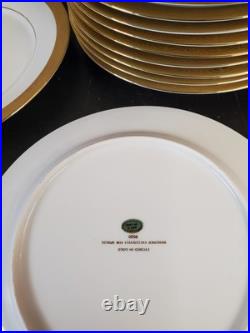 Spiegel Etched In Gold 9520 11 Set of 12 Porcelain Dinner Plates Dishes