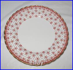 Spode Bone China Y7481 FLEUR DE LYS Red Set of Five 10 Dinner Plates Gold Rim