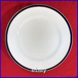 Spode Consul Cobalt SIX 10 5/8 Dinner Plates Bone China England 22 kt Gold