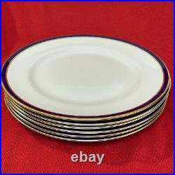 Spode Consul Cobalt SIX 10 5/8 Dinner Plates Bone China England 22 kt Gold