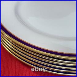 Spode Consul Cobalt SIX 10 5/8 Dinner Plates Bone China England 22 kt Gold