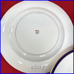 Spode Consul Cobalt SIX 10 5/8 Dinner Plates Bone China England 22 kt Gold