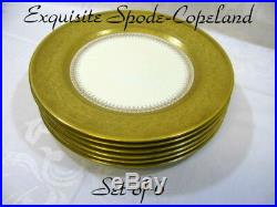 Spode/Copeland Set of 6 Heavy Gold Encrusted Dinner Plates 10.5Rd