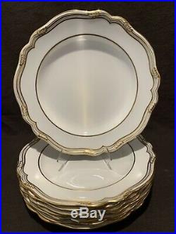 Spode Copeland's Sheffield Dinner Plates England R568 11 Dia Gold White Set 8