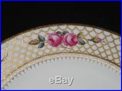 Spode England 12 Dinner Plates Double Rose withGold Net or Fish Scale Trim R4890