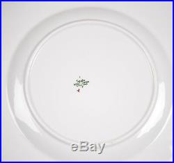 Spode Savoy White Gold Trim Dinner Plates, Set of (6), Embossed Cabbage Leaf