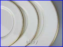 Superb vtg Mikasa Narumi Wheaton Dinner Plate Set Service for 4. White Gold Band