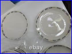 Syracuse China DEVILLE GREEK KEY & WHEAT 25 9 DINNER PLATES Black Gold 1958