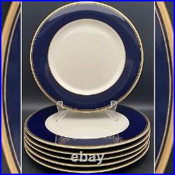 Syracuse China Old Ivory Royal Court Cobalt Blue Dinner Plates 6pc USA 10.5dia