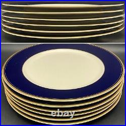 Syracuse China Old Ivory Royal Court Cobalt Blue Dinner Plates 6pc USA 10.5dia