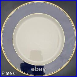 Syracuse China Old Ivory Royal Court Cobalt Blue Dinner Plates 6pc USA 10.5dia