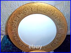 TWO R H Limoges Gold Encrusted French Porcelain 11 Inch Dinner Plates