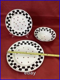 The Golden Rabbit Picnic Bowls, Plates, Jean Wilkes Ladybug 1999 Set of 18