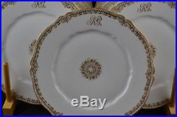 Theodore Haviland Limoges Double Fancy Gold Monogrammed Set 9 Dinner Plates