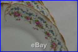 Theodore Haviland Limoges Double Gold Schleiger 1047 Rose Swags 6 Dinner Plates