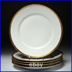Theodore Haviland Limoges White Gold Encrusted Band Dinner Plates 9.75 5pc