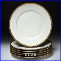 Theodore Haviland Limoges White Gold Encrusted Band Dinner Plates 9.75 6pc