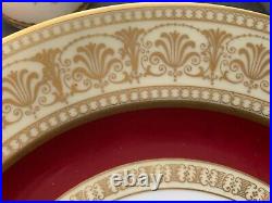 Thomas Bavaria 6 Dinner Plates Burgundy Encrusted Gold Hand Painted Flowers