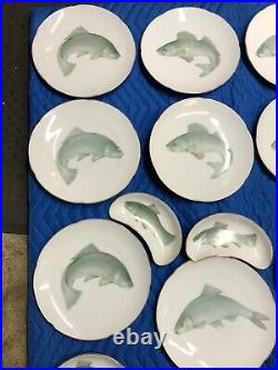 Thomas Bavaria China Set of 12 Fish Plates 11 bone with Gold trim Rosenthal