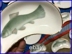 Thomas Bavaria China Set of 12 Fish Plates 11 bone with Gold trim Rosenthal