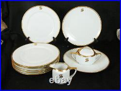 Thomas Bavaria Gold Monogrammed Sherratt's 10 Dinner Plates Creamer & Sugar Bowl