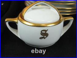 Thomas Bavaria Gold Monogrammed Sherratt's 10 Dinner Plates Creamer & Sugar Bowl