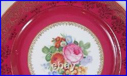 Thomas Bavaria Porcelain Dinner Plates Vintage Set (11) Floral Burgundy Gold