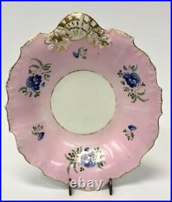 Thomas Dimmock & Co Antique 1830s Hand Painted Lot of 5 Pink & Cobalt Blue Plate