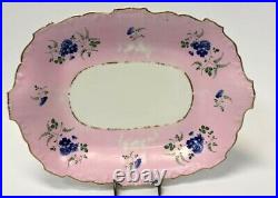 Thomas Dimmock & Co Antique 1830s Hand Painted Lot of 5 Pink & Cobalt Blue Plate