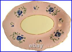 Thomas Dimmock & Co Antique 1830s Hand Painted Lot of 5 Pink & Cobalt Blue Plate