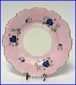 Thomas Dimmock & Co Antique 1830s Hand Painted Lot of 5 Pink & Cobalt Blue Plate