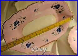 Thomas Dimmock & Co Antique 1830s Hand Painted Lot of 5 Pink & Cobalt Blue Plate