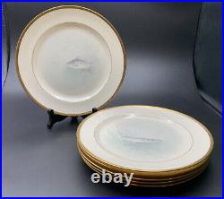 Tiffany & Co. Lenox Set of 6 W. H. Morley 9 Fish Plates Gold Rimmed 8/E25-B EUC