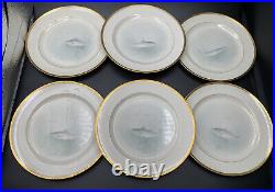Tiffany & Co. Lenox Set of 6 W. H. Morley 9 Fish Plates Gold Rimmed 8/E25-B EUC